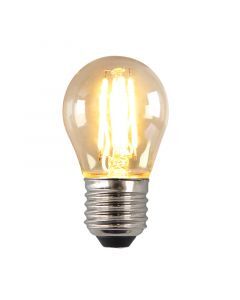 Lampadina LED Olucia E27 dimmerabile, P45, 4W, vetro ambrato, 2700K