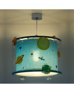 Lampada a sospensione per bambini blu in plastica, Planets