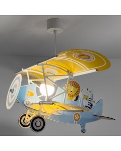 Lampada a sospensione per bambini blu in plastica, Lion plane