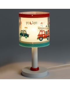 Lampada da tavolo per bambini blu in plastica, Police, con interruttore