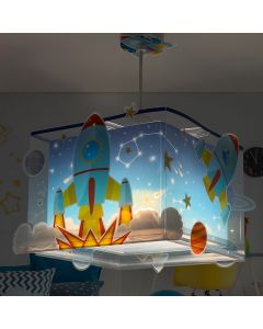 Lampada a sospensione per bambini blu in plastica, Rocket