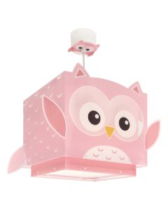 Lampada a sospensione per bambini rosa in plastica, Owls