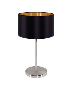 Lampada da tavolo dorata in tessuto, Terme, con interruttore
