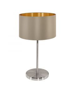 Lampada da tavolo dorata in tessuto, Terme, con interruttore
