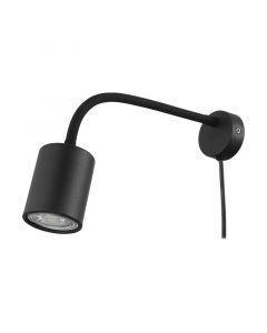 Faretto da soffitto nero in acciaio, Samiha, con interruttore