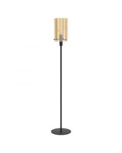 Lampada da terra nera in acciaio, Ritesh, con interruttore