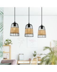 Lampada a sospensione in rattan marrone, Guillaume