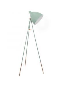 Lampada da terra treppiede verde metallo, Jezebel, con interruttore a strappo