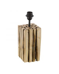 Lampada da tavolo senza paralume in legno marrone, Kick, con interruttore