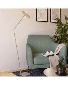 Lampada da terra beige in acciaio, Vahid, con interruttore
