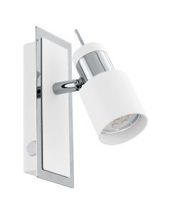 Faretto da soffitto cromato in acciaio, Nicolas, con interruttore