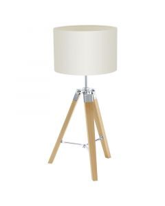 Lampada da tavolo beige in legno, Joana, con interruttore