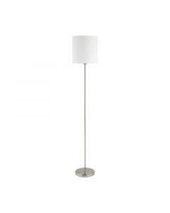 Lampada da terra bianca in tessuto, Abano, con interruttore