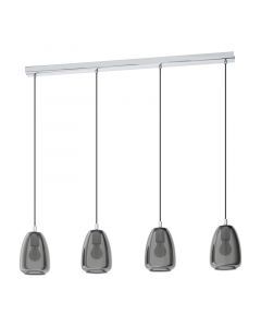 Lampada a sospensione cromata in vetro, Fredericus