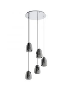 Lampada a sospensione cromata in vetro, Fredericus