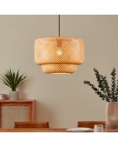 Lampada a sospensione in rattan marrone, Jetze