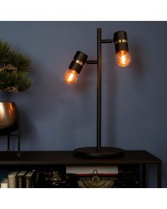 Lampada da tavolo nera in alluminio, Jelger, con interruttore