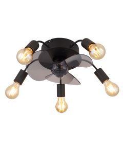 Ventilatore da soffitto nero metallo, Kiet, con telecomando