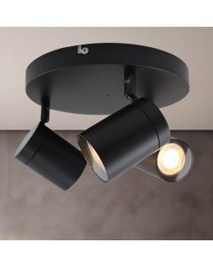 Faretto da soffitto nero moderno, Ciara, IP44