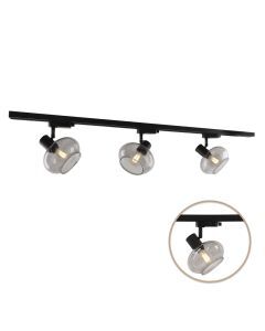 1M sistema di illuminazione a binario monofasico nero + 3 Skip faretti a binario