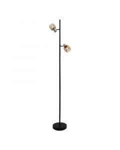 Lampada da terra dorata industriale, Emado, con interruttore