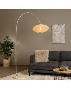Lampada da terra moderna beige, Corina, con interruttore