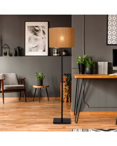 Lampada da terra in rattan marrone, Magius, con interruttore