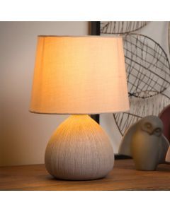 Lampada da tavolo in ceramica beige, Ramzi, con interruttore