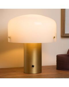 Lampada da tavolo rustica dorata, Timon, con interruttore
