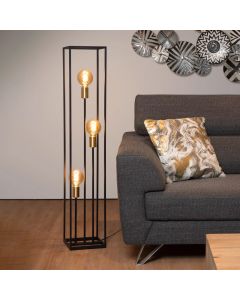 Lampada da terra moderna dorata, Ruben, con interruttore