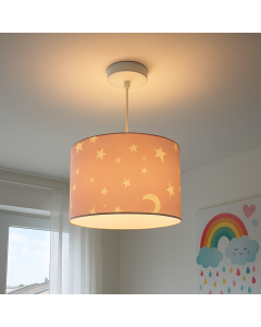 Lampada a sospensione per bambini rosa in tessuto, Stars