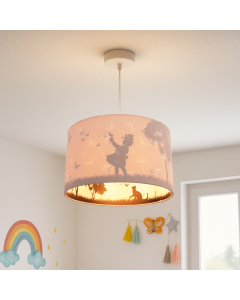 Lampada a sospensione per bambini rosa in tessuto, Butterfly