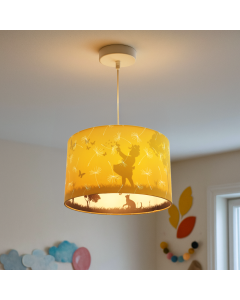 Lampada a sospensione per bambini gialla in tessuto, Butterfly