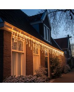 Illuminazione ghiacciolo collegabile da 2 m, cavo nero, IP67, altezza 70 cm - Bianco caldo