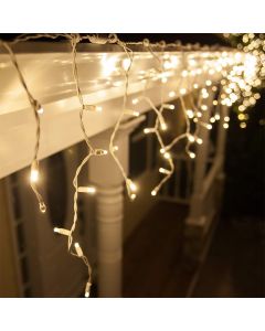Illuminazione ghiacciolo collegabile da 10 m, cavo bianco, IP67, altezza 50 cm - Bianco caldo