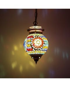 Lampada a sospensione orientale multicolore in mosaico, Nisrin, controllo touch