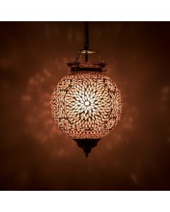 Lampada a sospensione orientale viola in mosaico, Aziza