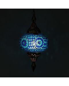 Lampada a sospensione orientale blu in mosaico, Aicha