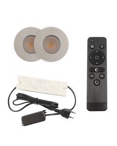 2 faretti da incasso cromati per veranda Dico, IP65, con set di connessione e telecomando