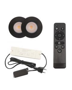 2 faretti da incasso neri per veranda Dico, IP65, con set di connessione e telecomando