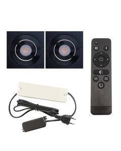 2 faretti da incasso orientabili per veranda Rona quadrato, IP44, con set di connessione e telecomando, nero