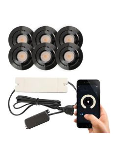 6 faretti da incasso smart orientabili per veranda Rona, IP44, con set di connessione, nero