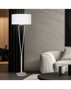 Lampada da terra moderna in nichel, Lola, con interruttore