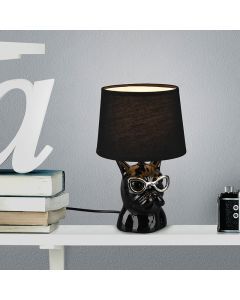 Lampada da tavolo per bambini in ceramica nera, Magda, con interruttore