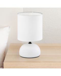 Lampada da tavolo in ceramica bianca, Yeraz, con interruttore