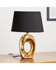 Lampada da tavolo in ceramica dorata, Moldrup, con interruttore