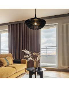 Lampada a sospensione in legno nera, Mirjan