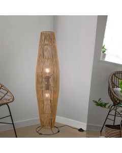 Lampada da terra di carta marrone, Fleurtje, con interruttore