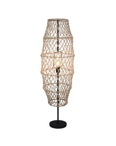 Lampada da terra rustica marrone, Liduina, con interruttore