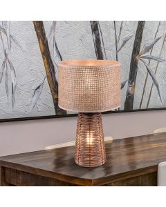 Lampada da tavolo in rattan marrone, Fadila, con interruttore